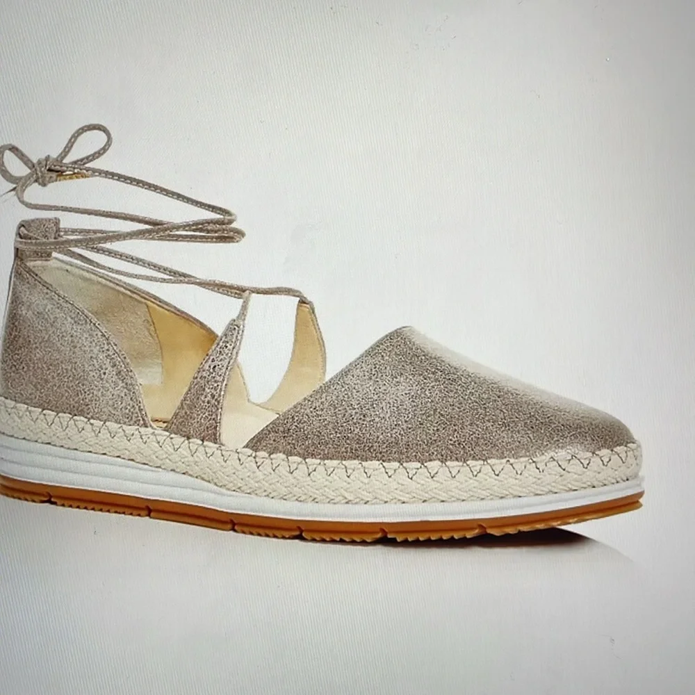 Paul Green Marcey Espadrille Flat Ankle Wrap Metallic Size 9 (6.5 UK)